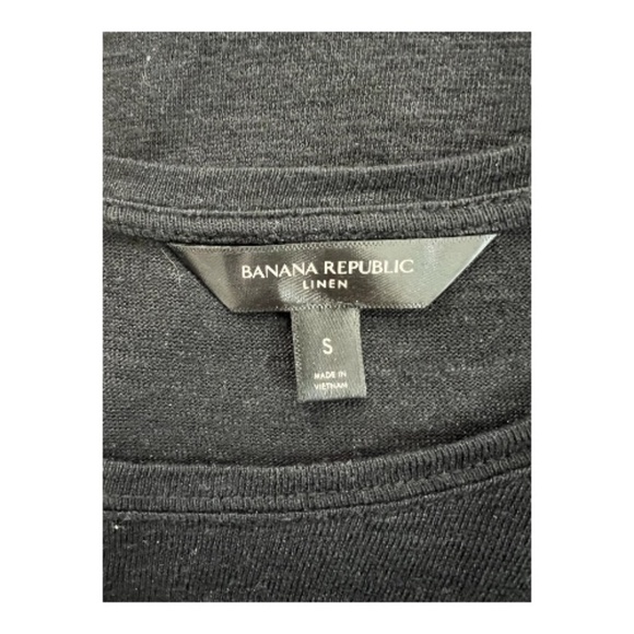 ✨ EUC BANANA REPUBLIC Black Linen Sharp Shoulder Tee | Sz S - Picture 6 of 8